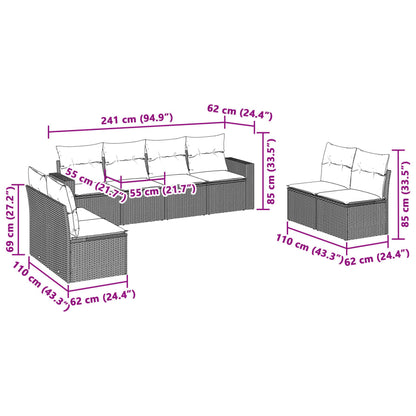 vidaXL Salon de jardin 8 pcs avec coussins Gris clair résine tressée
