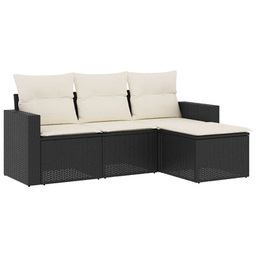 vidaXL Ensemble de canapés de jardin 4 pcs avec coussins résine tressée noir