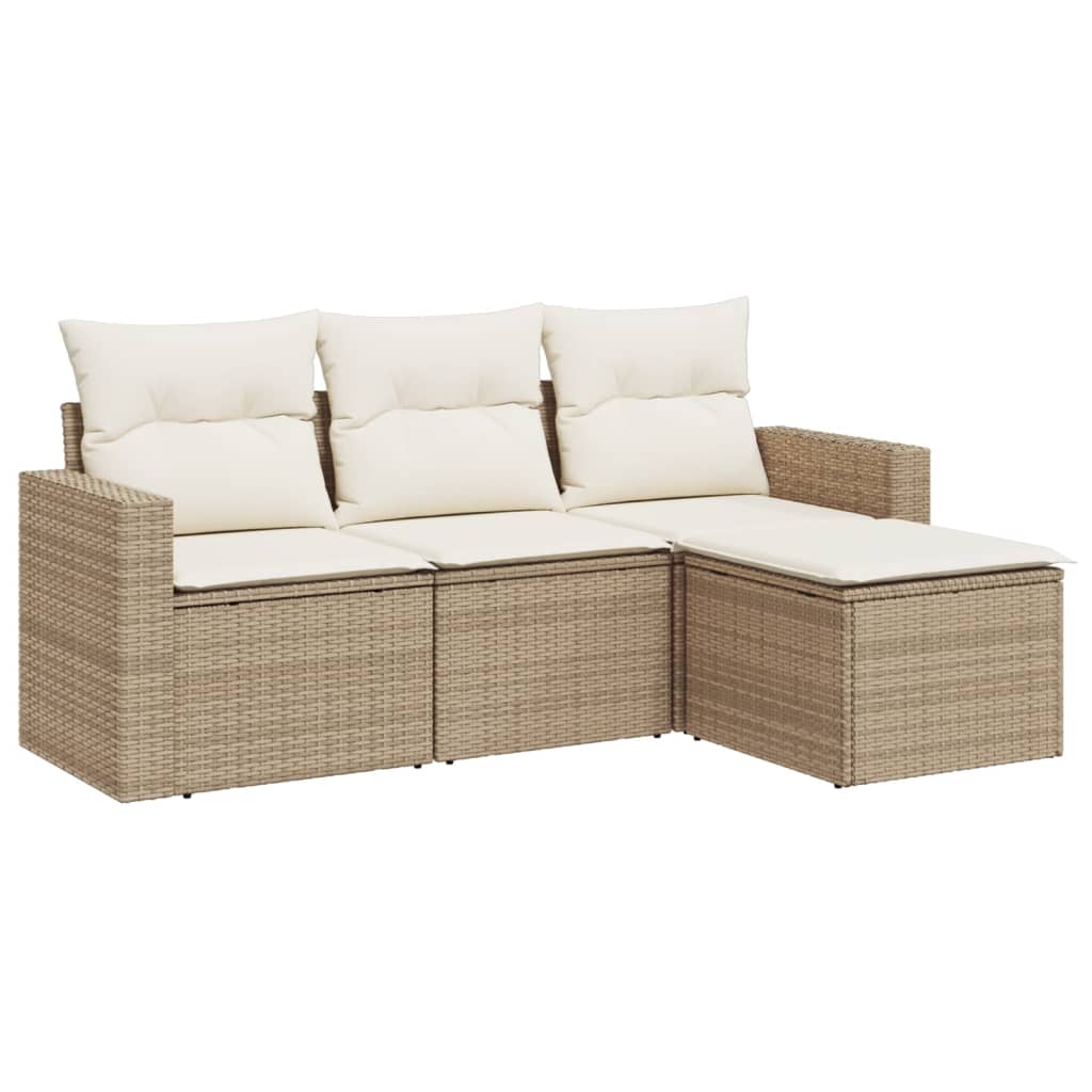 vidaXL Ensemble de canapés de jardin 4 pcs avec coussins en résine tressée beige