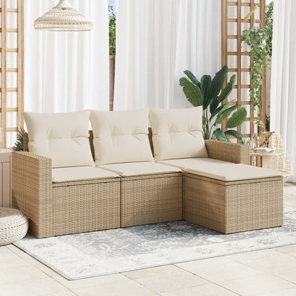 vidaXL Ensemble de canapés de jardin 4 pcs avec coussins en résine tressée beige