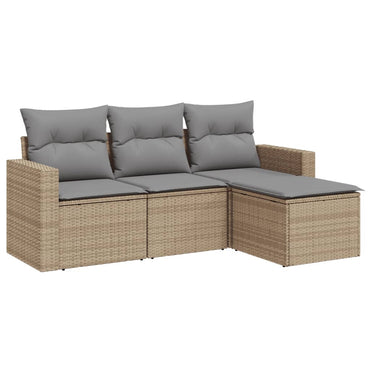 vidaXL Ensemble de canapés de jardin 4 pcs avec coussins en résine tressée beige