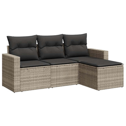 vidaXL Salon de jardin 4 pcs avec coussins Gris clair résine tressée