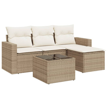 vidaXL Ensemble de canapés de jardin 5 pcs avec coussins Beige résine tressée