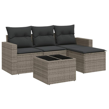 vidaXL Ensemble de canapés de jardin 5 pièces avec coussins en rotin synthétique gris