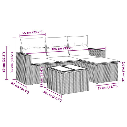 vidaXL Ensemble de canapés de jardin 5 pcs avec coussins Gris clair résine tressée