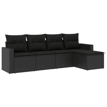 vidaXL Ensemble de canapés de jardin 5 pcs avec coussins, résine tressée noire