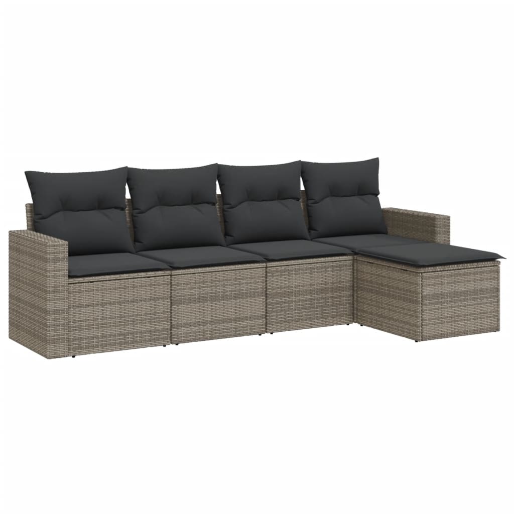 vidaXL Ensemble de canapés de jardin 5 pièces avec coussins en rotin synthétique gris