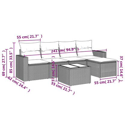 vidaXL Salon de jardin 6 pcs avec coussins Noir Résine tressée