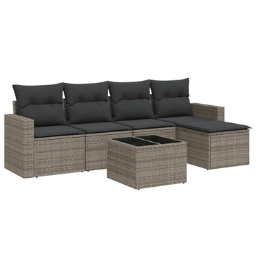 vidaXL Ensemble de canapés de jardin 6 pcs avec coussins gris résine tressée