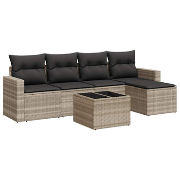 vidaXL Salon de jardin 6 pcs avec coussins Gris clair résine tressée