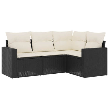 vidaXL Ensemble de canapés de jardin 4 pcs avec coussins résine tressée noir