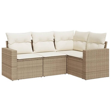 vidaXL Ensemble de canapés de jardin 4 pcs avec coussins en résine tressée beige
