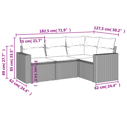 vidaXL Ensemble de canapés de jardin 4 pcs avec coussins en résine tressée beige