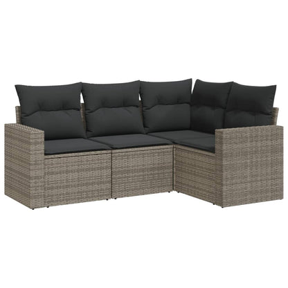vidaXL Salon de jardin 4 pcs avec coussins Gris Résine tressée