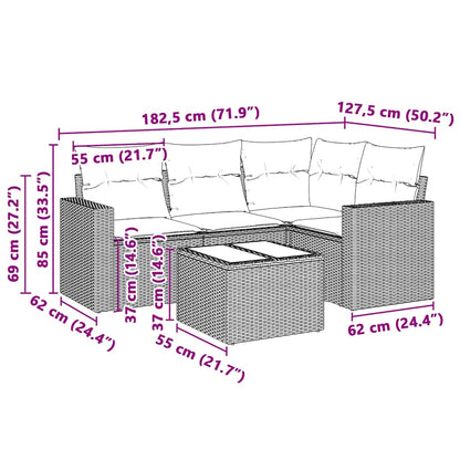vidaXL Ensemble de canapés de jardin 5 pcs avec coussins Gris clair résine tressée