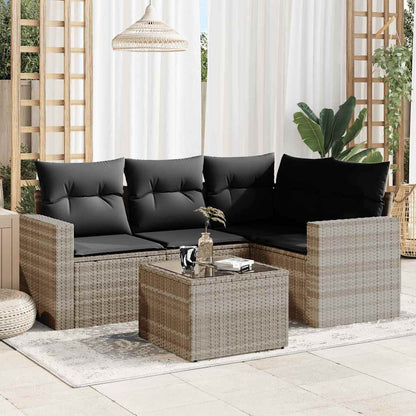 vidaXL Ensemble de canapés de jardin 5 pcs avec coussins Gris clair résine tressée