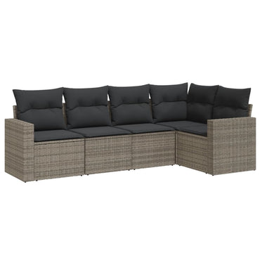 vidaXL Ensemble de canapés de jardin 5 pièces avec coussins en rotin synthétique gris