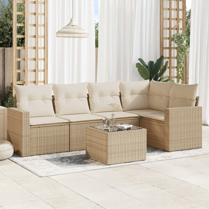 vidaXL Salon de jardin 6 pcs avec coussins beige résine tressée