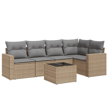 vidaXL Salon de jardin 6 pcs avec coussins beige résine tressée