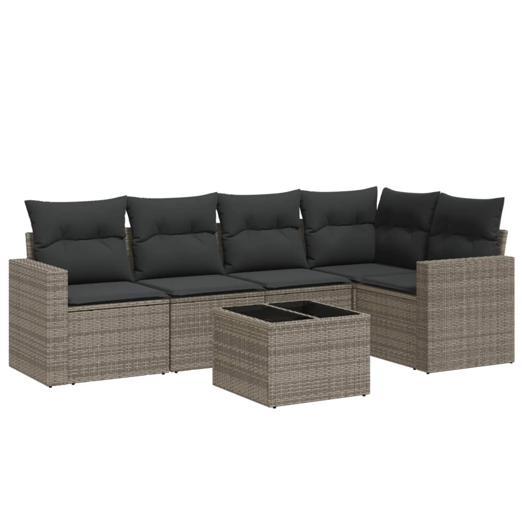 vidaXL Ensemble de canapés de jardin 6 pcs avec coussins gris résine tressée
