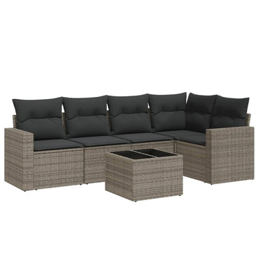 vidaXL Ensemble de canapés de jardin 6 pcs avec coussins gris résine tressée