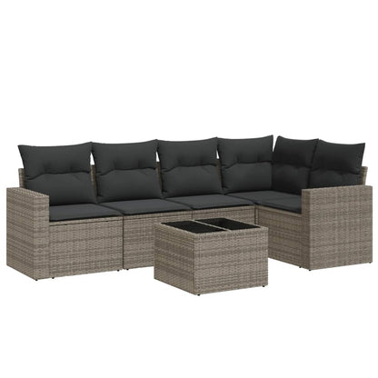 vidaXL Ensemble de canapés de jardin 6 pcs avec coussins gris résine tressée