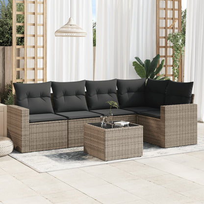 vidaXL Ensemble de canapés de jardin 6 pcs avec coussins gris résine tressée