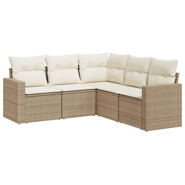 vidaXL Ensemble de canapés de jardin 5 pcs avec coussins Beige résine tressée