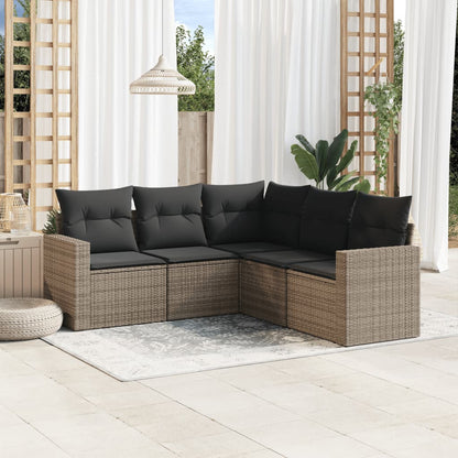 vidaXL Ensemble de canapés de jardin 5 pièces avec coussins en rotin synthétique gris