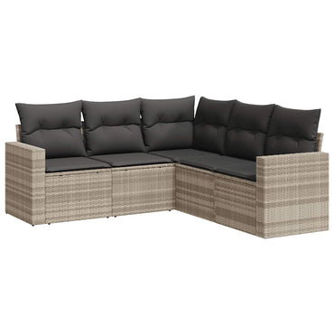 vidaXL Ensemble de canapés de jardin 5 pcs avec coussins Gris clair résine tressée