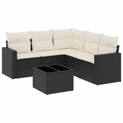 vidaXL Salon de jardin 6 pcs avec coussins Noir Résine tressée