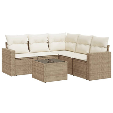 vidaXL Salon de jardin 6 pcs avec coussins beige résine tressée