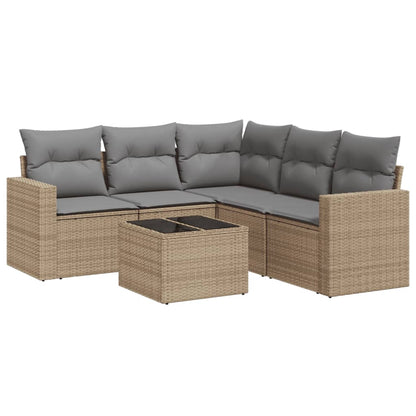 vidaXL Salon de jardin 6 pcs avec coussins beige résine tressée