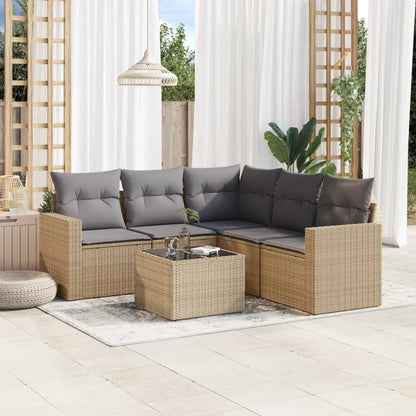 vidaXL Salon de jardin 6 pcs avec coussins beige résine tressée