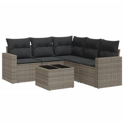 vidaXL Ensemble de canapés de jardin 6 pcs avec coussins gris résine tressée