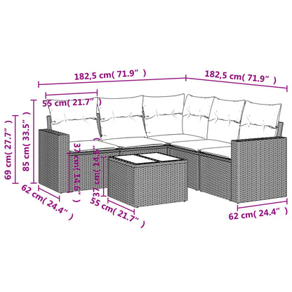 vidaXL Ensemble de canapés de jardin 6 pcs avec coussins gris résine tressée