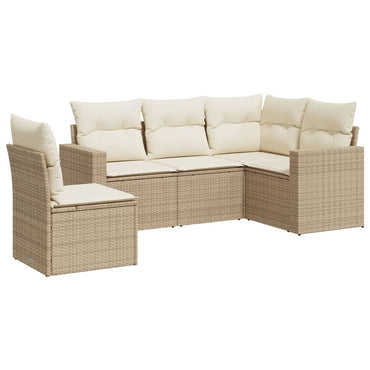 vidaXL Ensemble de canapés de jardin 5 pcs avec coussins Beige résine tressée