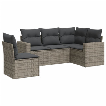 vidaXL Ensemble de canapés de jardin 5 pièces avec coussins en rotin synthétique gris