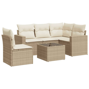 vidaXL Salon de jardin 6 pcs avec coussins beige résine tressée