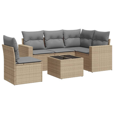 vidaXL Salon de jardin 6 pcs avec coussins beige résine tressée