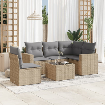 vidaXL Salon de jardin 6 pcs avec coussins beige résine tressée