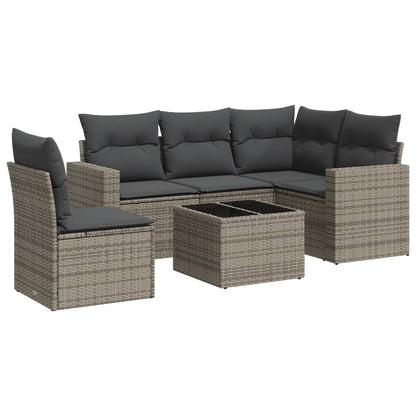 vidaXL Ensemble de canapés de jardin 6 pcs avec coussins gris résine tressée