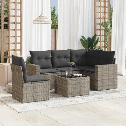 vidaXL Ensemble de canapés de jardin 6 pcs avec coussins gris résine tressée
