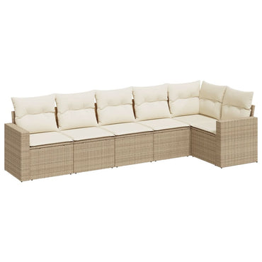 vidaXL Salon de jardin 6 pcs avec coussins beige résine tressée