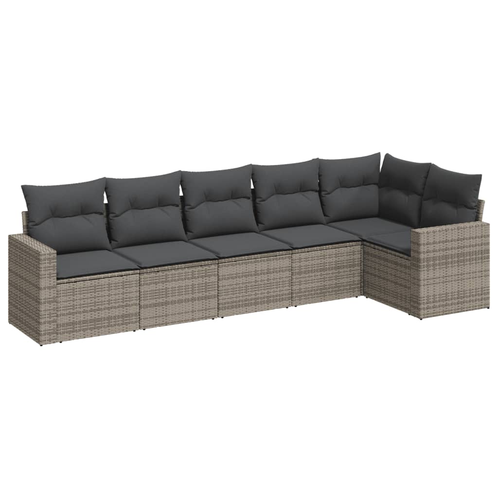 vidaXL Ensemble de canapés de jardin 6 pcs avec coussins gris résine tressée