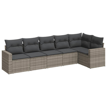 vidaXL Ensemble de canapés de jardin 6 pcs avec coussins gris résine tressée
