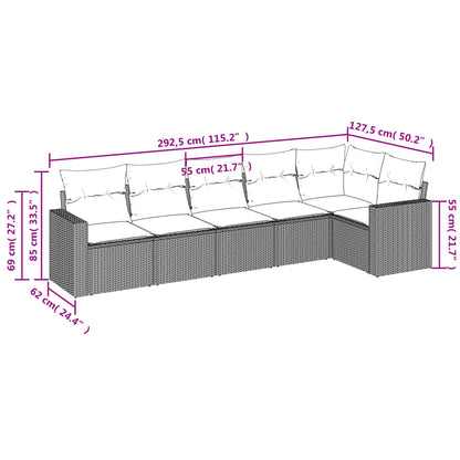 vidaXL Ensemble de canapés de jardin 6 pcs avec coussins gris résine tressée