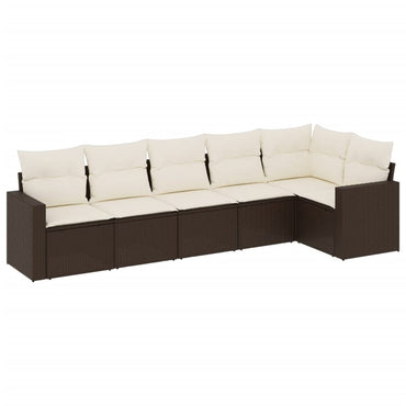 vidaXL Salon de jardin 6 pcs avec coussins Marron Résine tressée