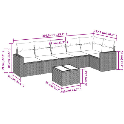 vidaXL Ensemble de canapés de jardin 7 pcs avec coussins Gris Résine tressée