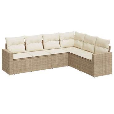 vidaXL Salon de jardin 6 pcs avec coussins beige résine tressée